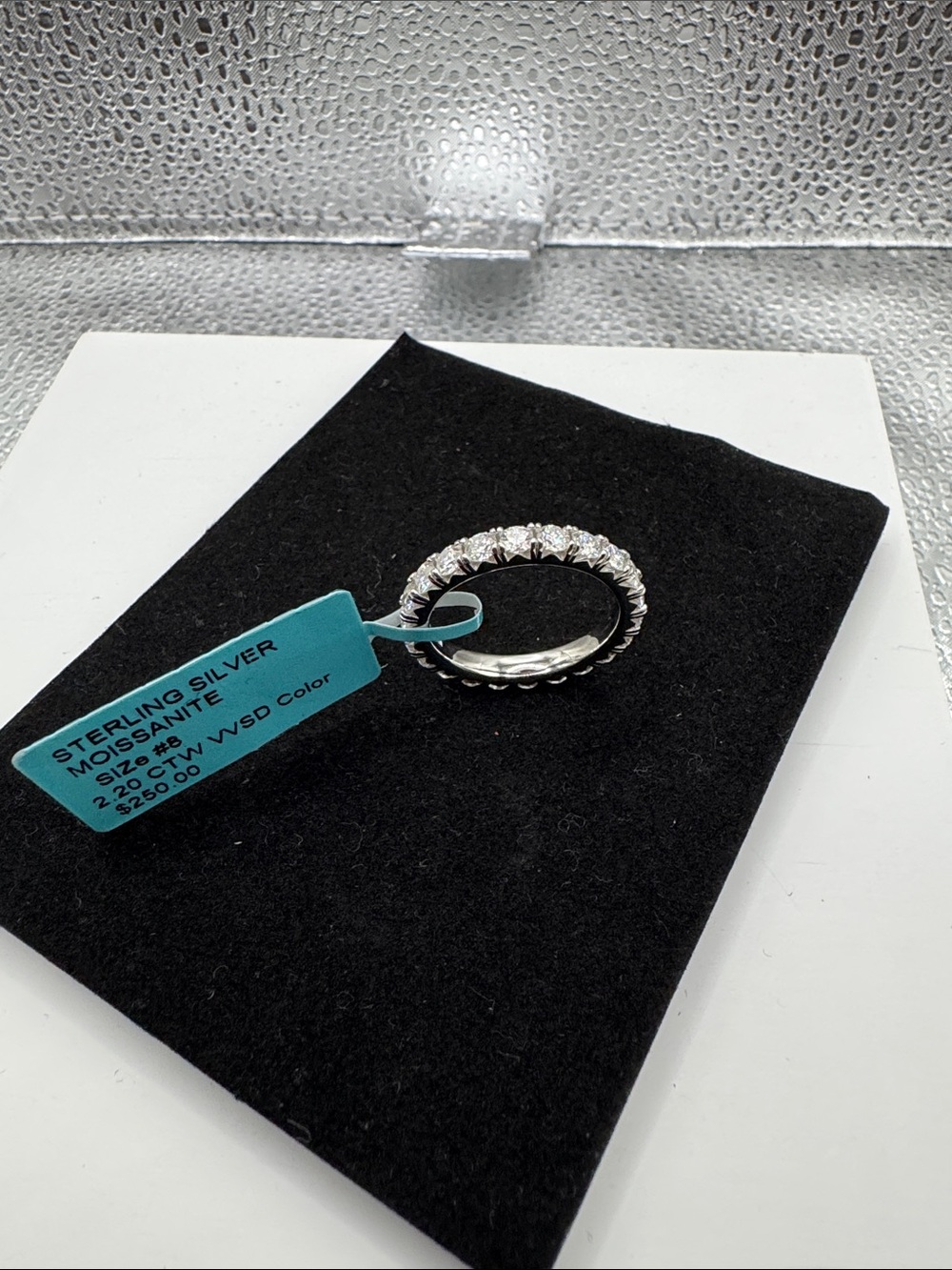 Sterling Silver Moissanite Eternity Band - Silver
